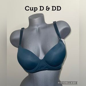 Push Up Padded T-Shirt 3 Hooks Underwire Bra Cup D & DD. NWT
